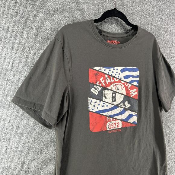 Buffalo David Bitton Shirt Mens XXL 2XL Black Crewneck Graphic Tee Tshirt Logo - Picture 3 of 9